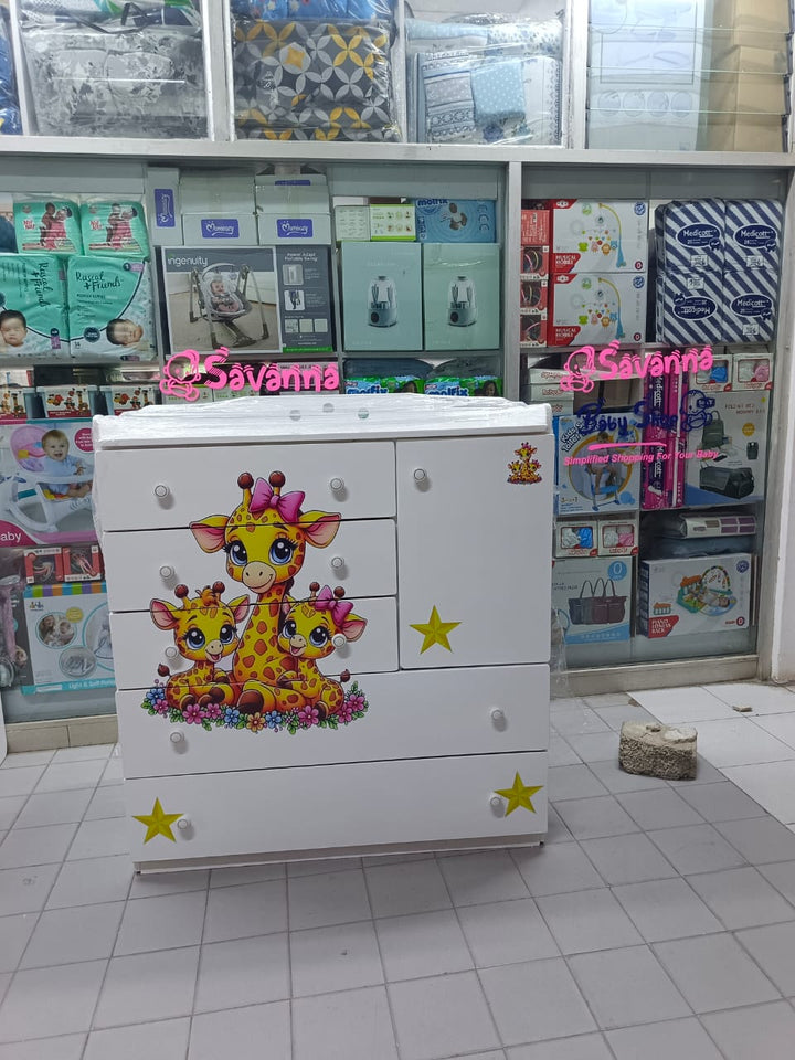 4 x 4 feet Giraffe Girl Theme Chest of Drawers