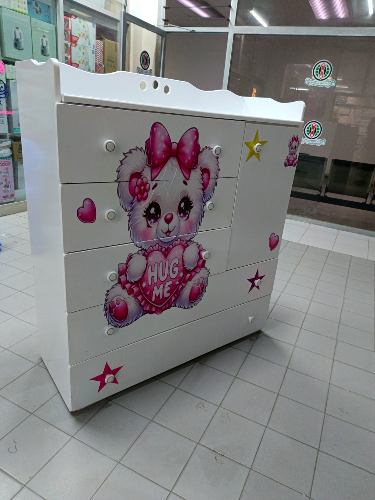 Cute Teddy Bear Girl Theme Chest of Drawers
