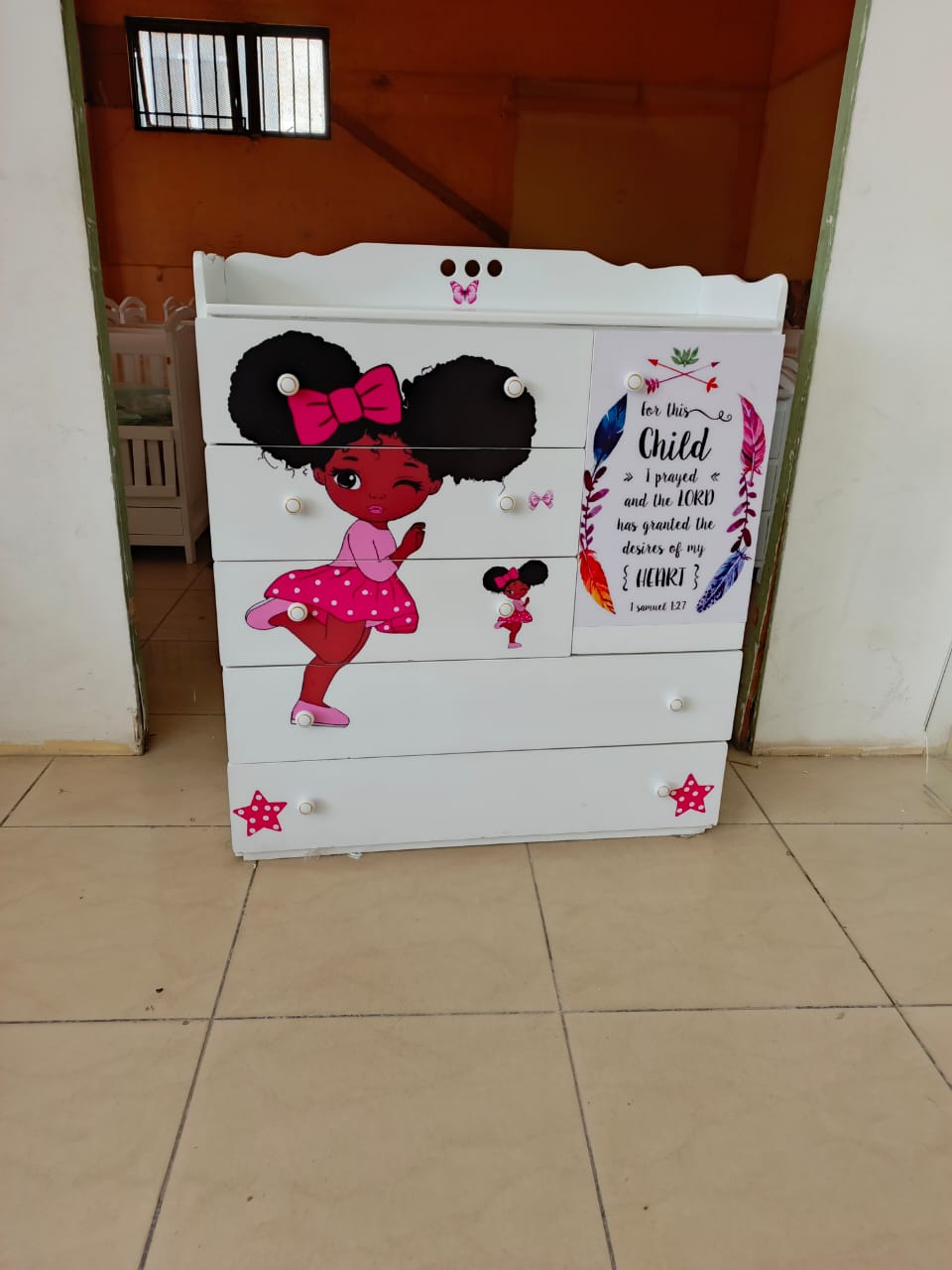 Mdf 2 x 4ft Baby Cot and 4 x 4ft Chest of drawers