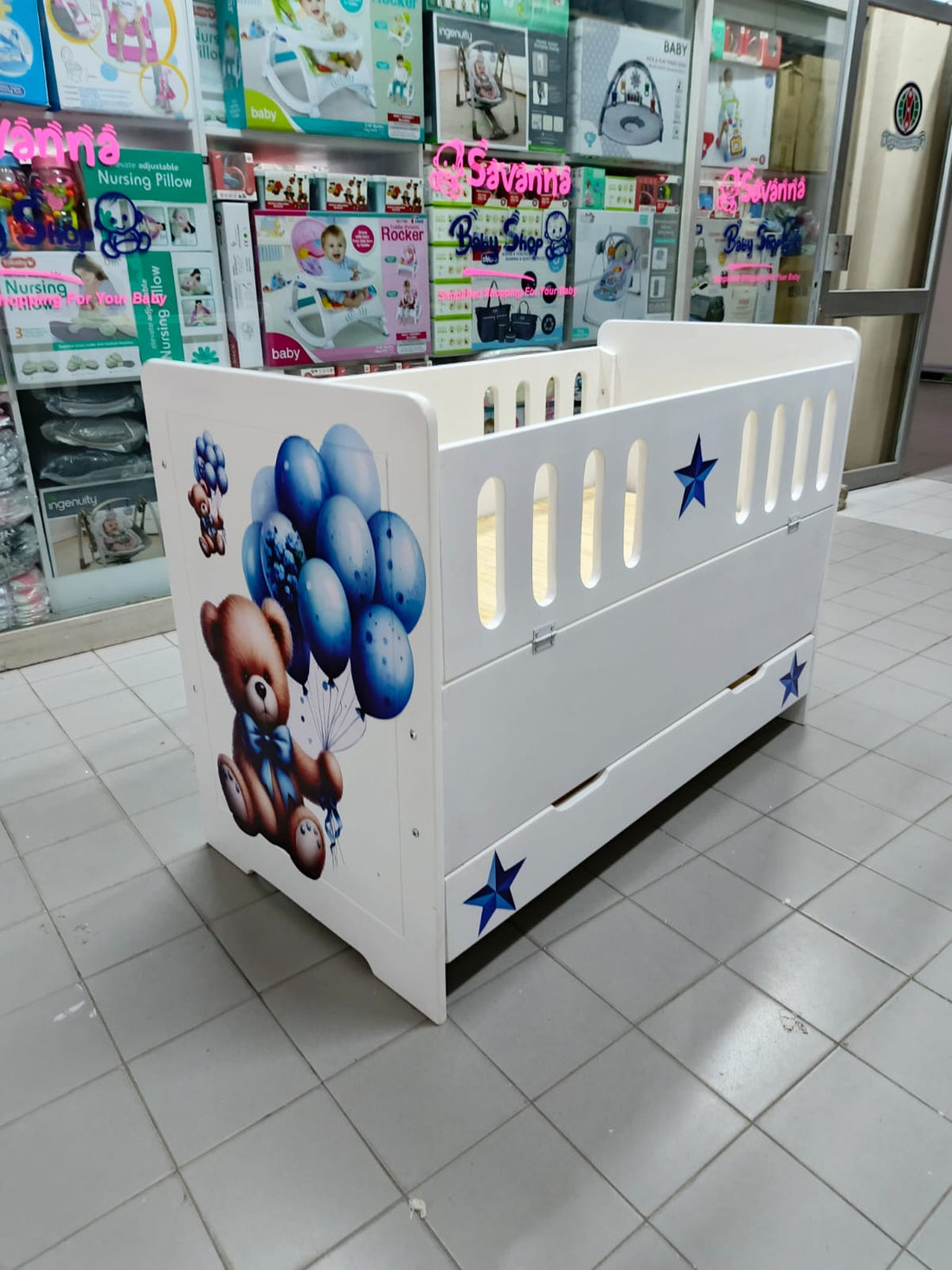2.5 x 4 ft MDF Baby Cot.