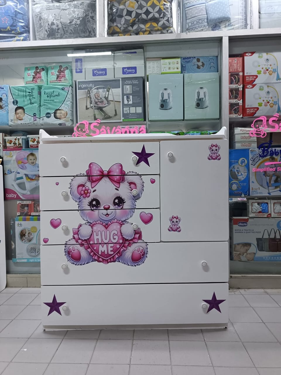 4 x 4 Feet Cartoon themed MDF Chest Of Drawers
