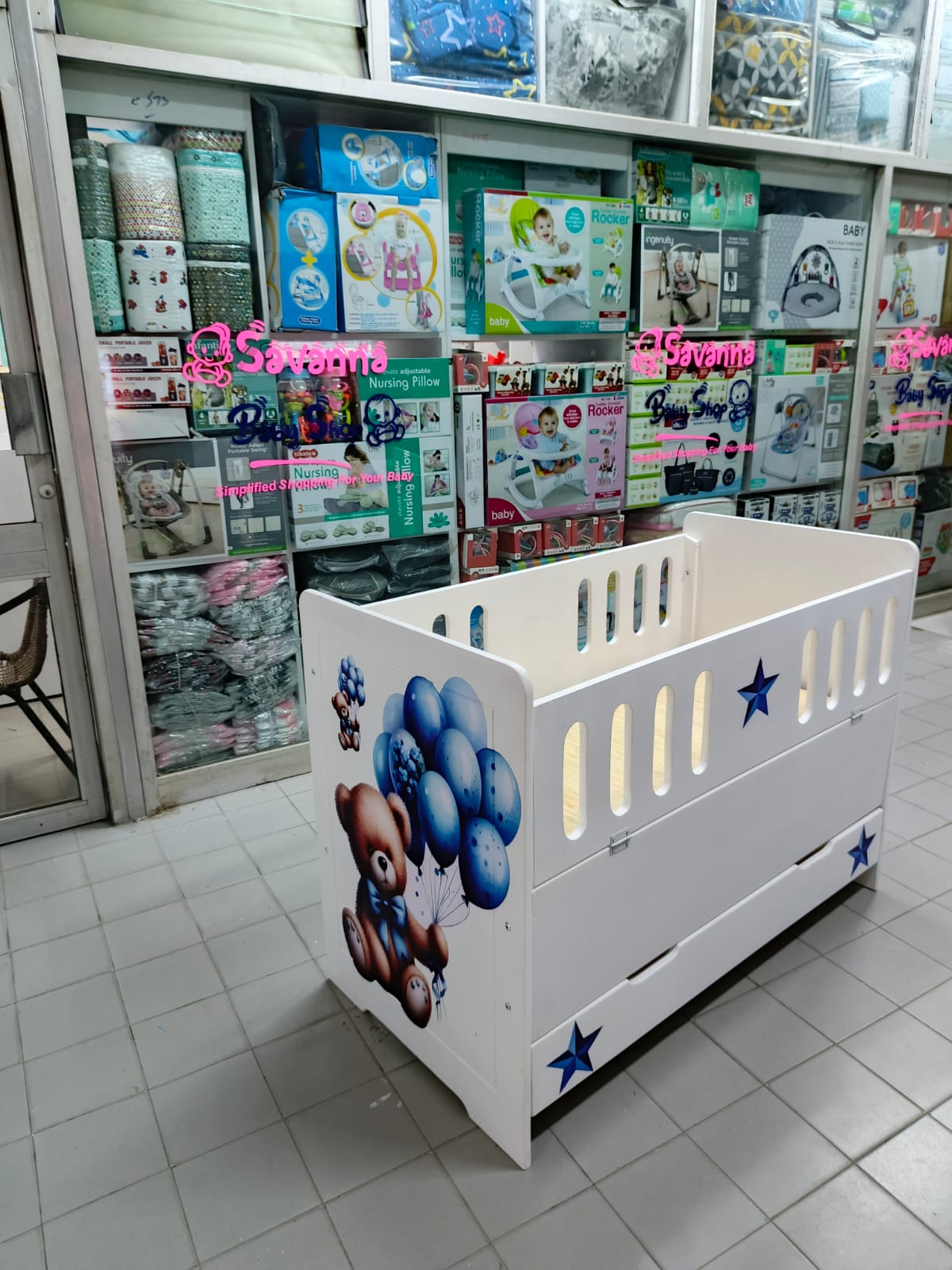 2.5 x 4 ft MDF Baby Cot.