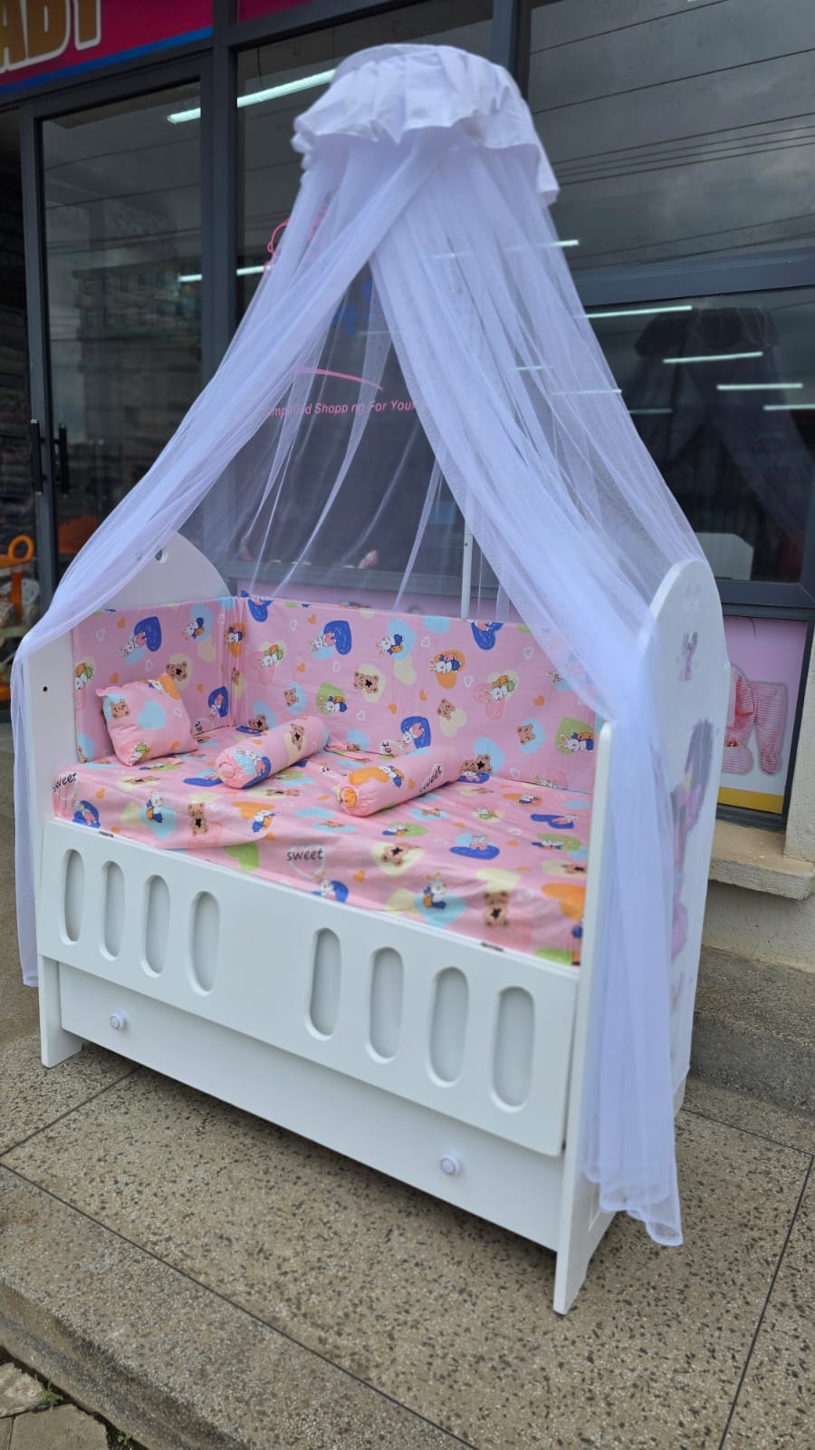 2 x 4 feet MDF Baby Cot Full Set