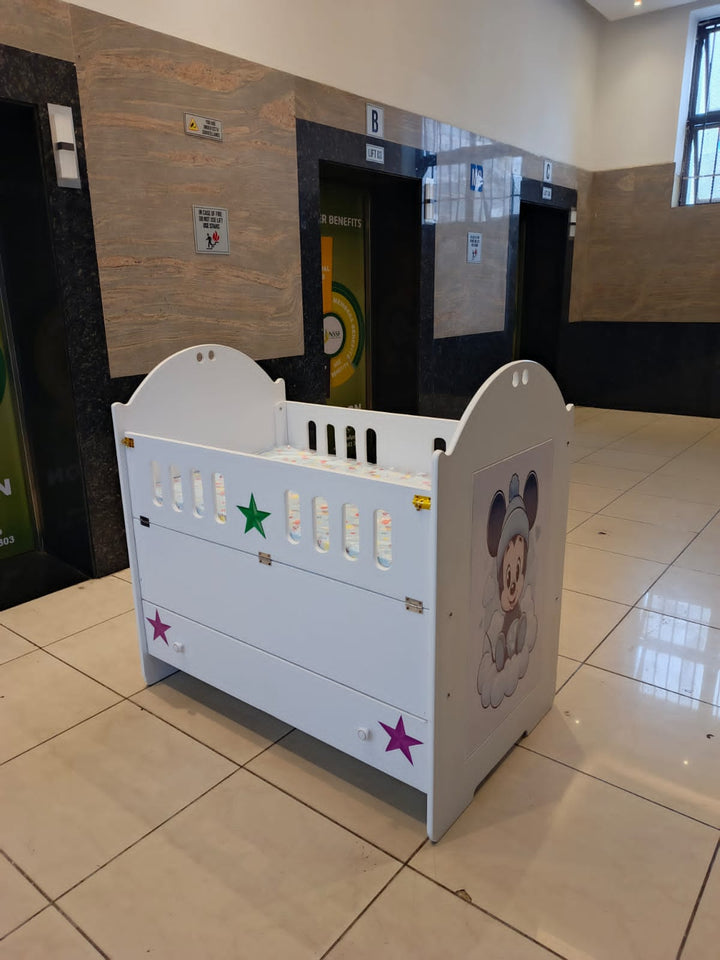 2.5 x 4 Feet MDF Baby Cot with 4 inch mattress