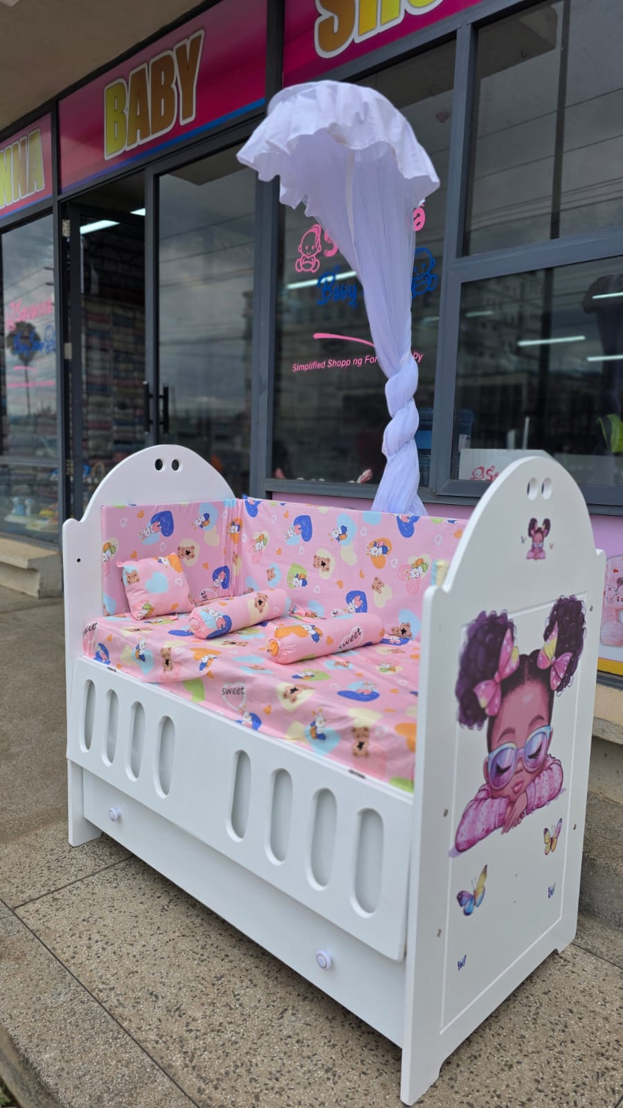 2 x 4 feet MDF Baby Cot Full Set