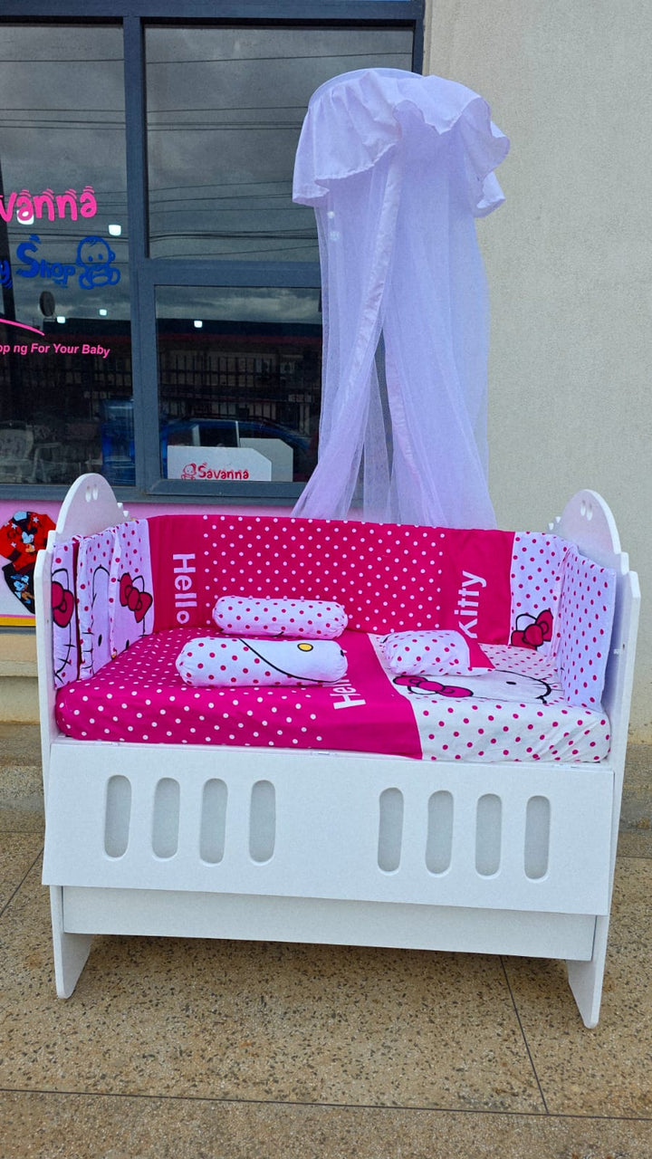 2 x4 Feet MDF Baby Cot Full Set