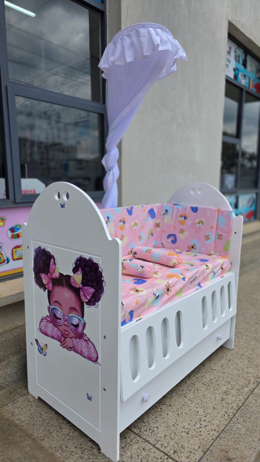 2 x 4 feet MDF Baby Cot Full Set