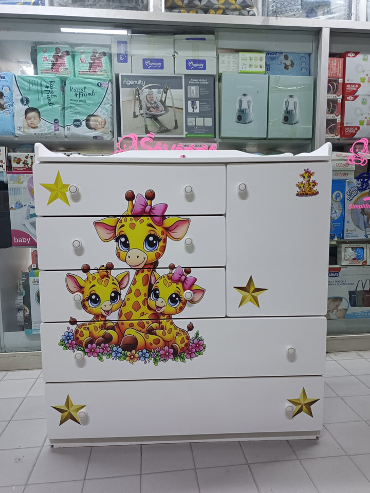 4 x 4 Feet Giraffe-themed baby chest of drawers